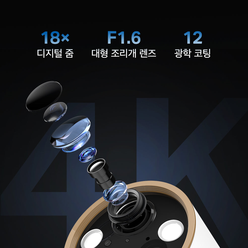 4K 실외용 배터리 카메라 & 태양광 충전 패널 키트